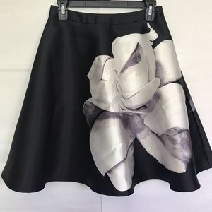 Black and White Minimalist Midi A-Line Skirt